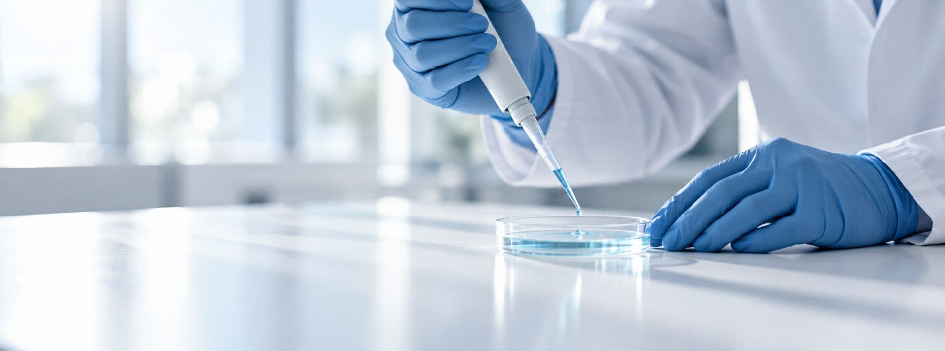 Laboratory technician using a pipette for clinical testing
